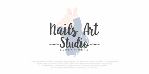 Nails art studio or nails polish icon set logo design template