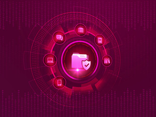 2d illustration Safety concept: Closed Padlock on digital background