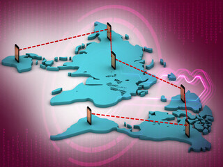 3d rendering Network and internet communication concept