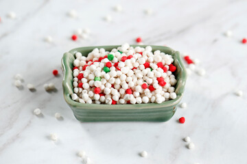 Multicolored Tapioca Pearls Isolated on White Background