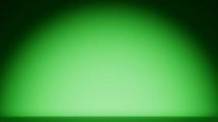 Interior green room. Focal light in a empty background. Green empty room with a frontal view.