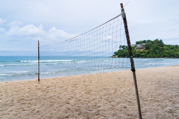 beach volleyball net on the beach