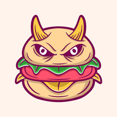 Monster burger cartoon vector illustration