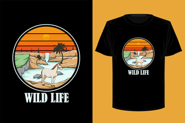 Wild life retro vintage t shirt design