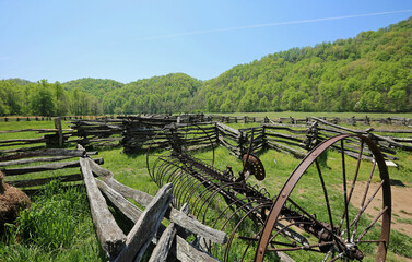 Old hay rake - Mountain Farm Museum - Great Smoky Mountains National Park, North Carolina