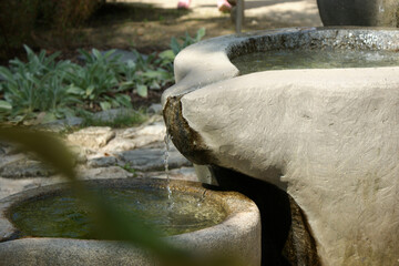 Mineral water flows from above