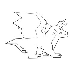 Black and white coloring page ink illustration of a dragon.