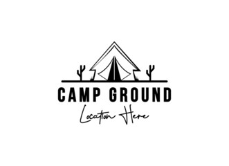 Mountain Camp Adventure in Forest Logo Design Inspiration