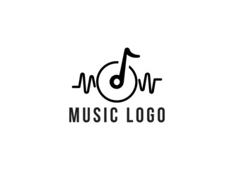 Simple Music and audio wave logo design template. 