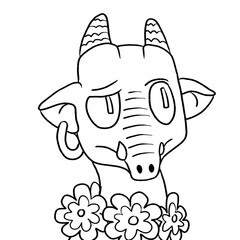 Black and white coloring page ink illustration of a dragon.