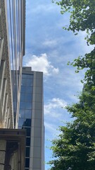 Obraz premium Vintage modern look business buidings in the central downtown Tokyo, year 2022 June 13th sunny summer weekday