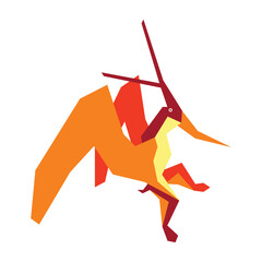 Colorful abstract geometric vector illustration of a prehistoric creature. © Diantimony