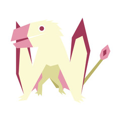 Colorful abstract geometric vector illustration of a prehistoric creature. © Diantimony