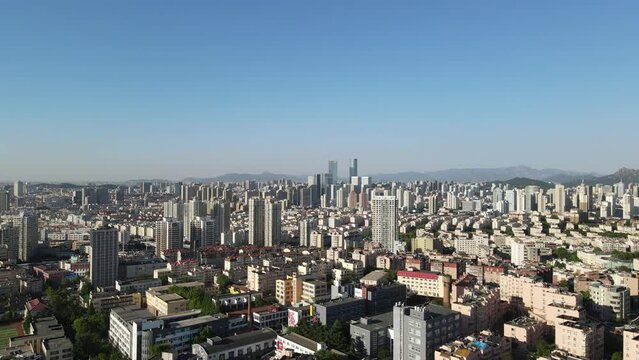 Panoramic aerial photography of Qingdao coastline bay area scenery