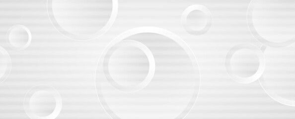 Grey white paper circles and stripes abstract tech minimal background. Vector design
