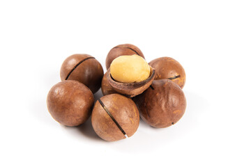Macadamia nuts isolated on white background,Clipping path.