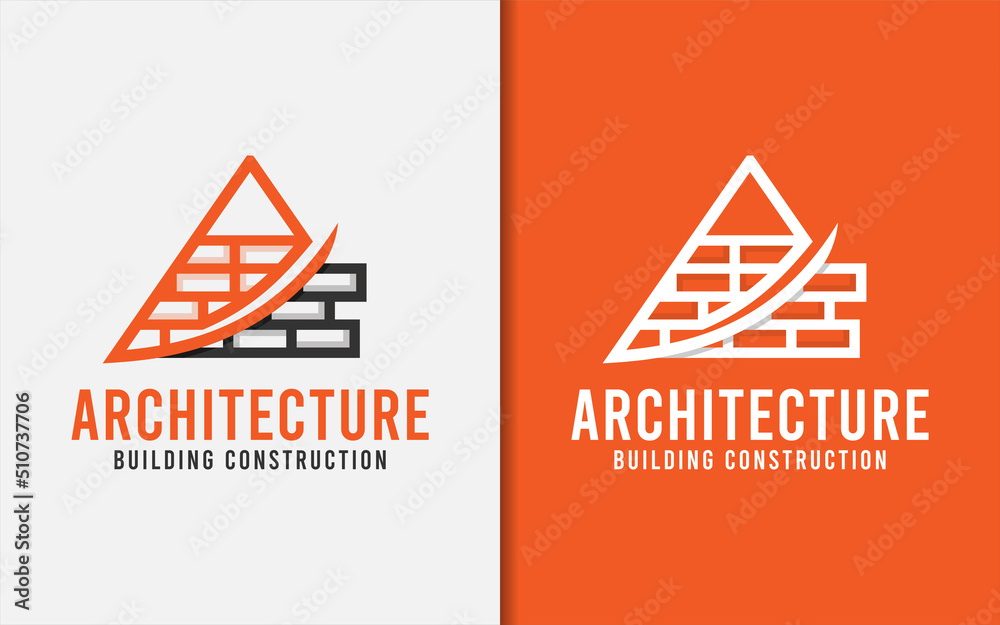 Poster Abstract Architecture Logo Design with Initial Letter A and Brick Set Combination Concept. Modern Building Construction Logo Design.