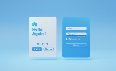 sign in and log in 3d rendering illustration