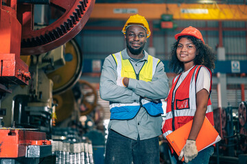 Portrait of professional happy smiling Black African American engineers, workers, technician man...