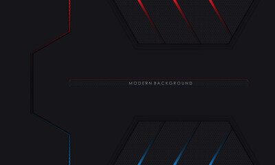 Black dop modern background with light blue and red