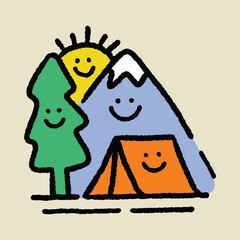 Happy camping and nature graphic illustration vector art t-shirt design