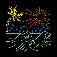 Good wave on beauty beach graphic illustration vector art t-shirt design
