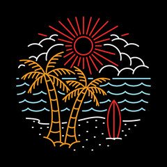 Nice view of beach for chill graphic illustration vector art t-shirt design