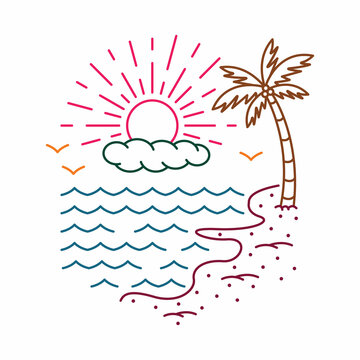 Beauty beach for relax and chill graphic illustration vector art t-shirt design