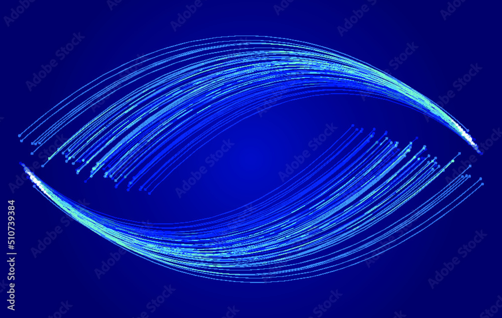 Aufkleber two blue tech particle lines extending into the distance