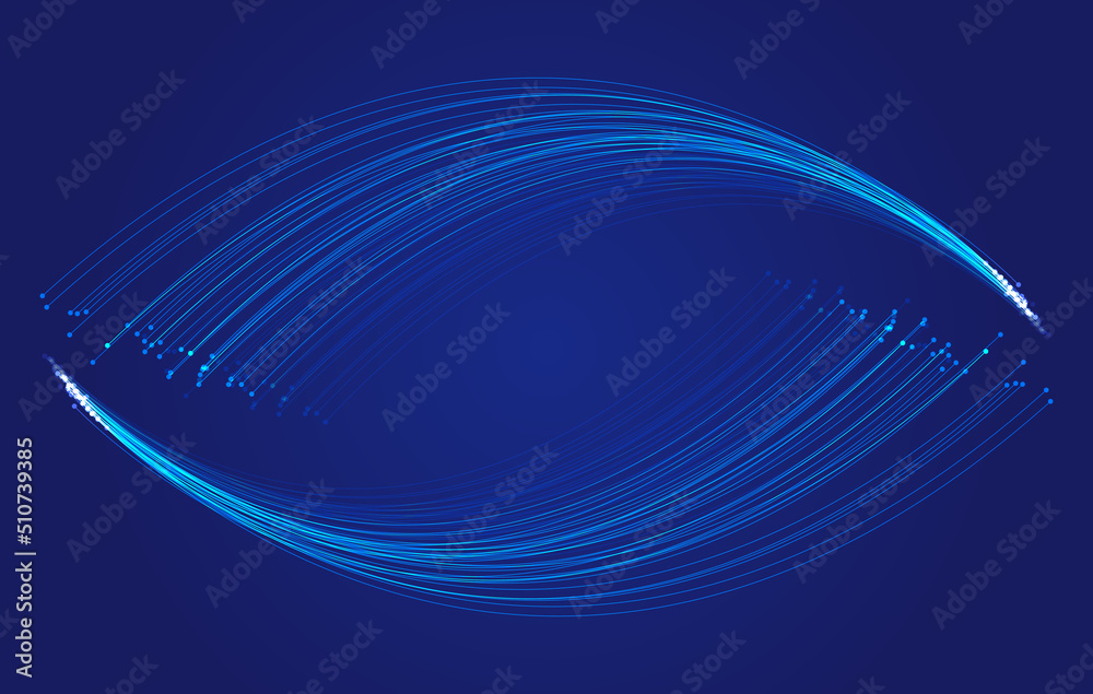 Poster two blue tech particle lines extending into the distance