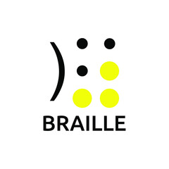 Vector illustration Braille alphabet closing bracket, abc with letters, punctuation and numbers. Realistic Dots. Abc for vision disable blind people. Braille letter as dot.