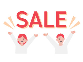 SALE　喜ぶ男女のイラスト