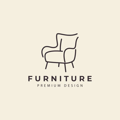 chair furniture logo with abstract line style design vector icon illustration graphic creative