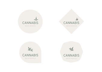 Set of cannabis logo banner or hemp label tag vector ep01