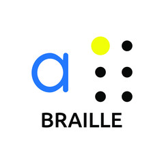 Vector illustration Braille alphabet A, abc with letters, punctuation and numbers. Realistic Dots. Abc for vision disable blind people. Braille letter as dot.