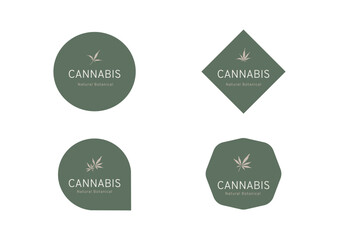 Set of cannabis logo banner or hemp label tag vector ep02