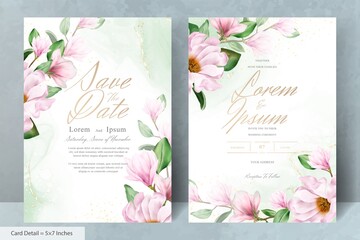 Elegant Magnolia Arrangement Flower Wedding Invitation Card Template	
