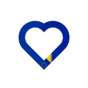 recommend clip art: unity concept. heart ribbon icon of european union and bosnia and herzegovina flags. vector illustration isolated on white background