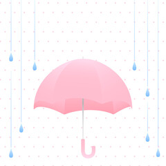 シンプルでグラデーションがきれいな雨と傘のベクターイラスト