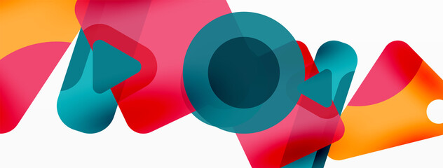 Line, triangle, square and circle primitive composition. Vector geometric minimal abstract background for wallpaper, banner, background, landing page