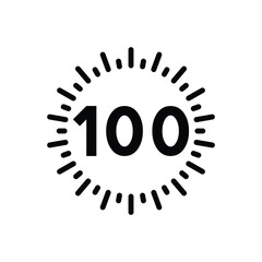 Black solid icon for hundreds