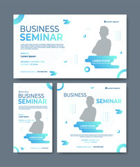 Set of webinar business banners. Layout templates for stories, thumbnail screens waiting for live video streams, and square banners for social media posts. Digital marketing vector illustration.