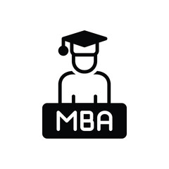 Black solid icon for mba academic
