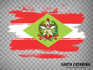 Flag of Santa Catarina from brush strokes. Federal Republic of Brazil. Flag Santa Catarina of Brazil on transparent background for your web site design, app, UI. Brazil. Stock vector. EPS10.