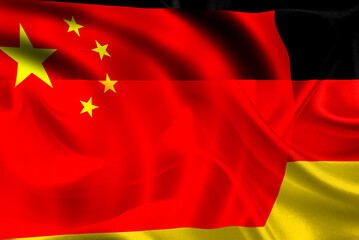 Flaggen von Deutschland und China
