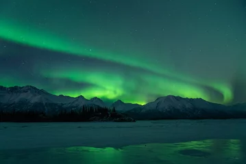Door stickers Northern Lights Aurora sky in Alaska with strong Northern Lights