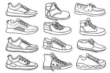 men's and women's shoe sketch doodle design collection