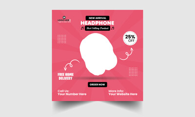 Headphone Social Media Post Design Template
