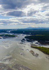 Flying in Alaska over rivers