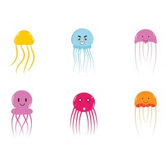 cute jelly fish Vector icon design illustration Template